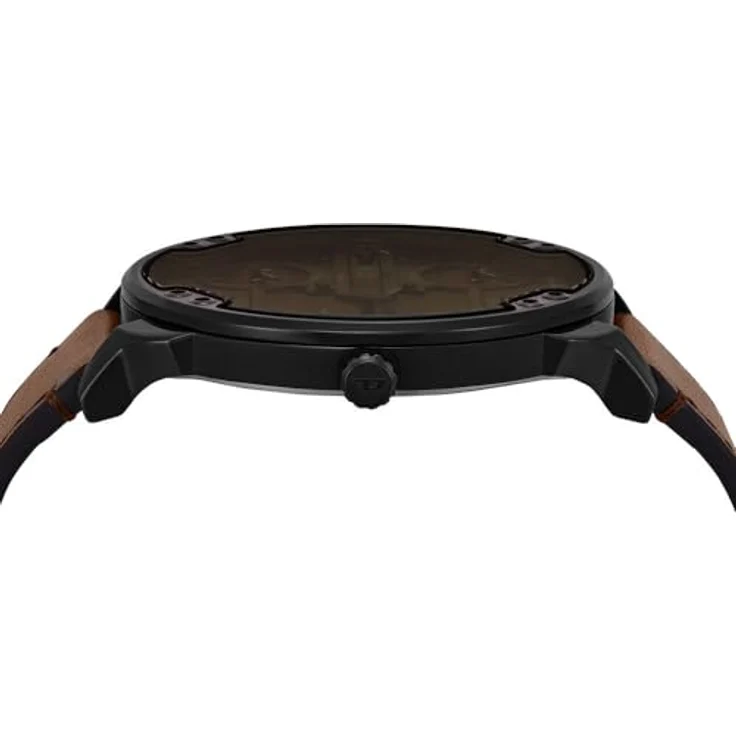 DIESEL Herren Analog Quarz Uhr DZ7492, schwarzes Edelstahlgehäuse, braunes Lederarmband, 54mm, kratzfestes Mineralglas, Wasserbeständig bis 30m – Bild 5