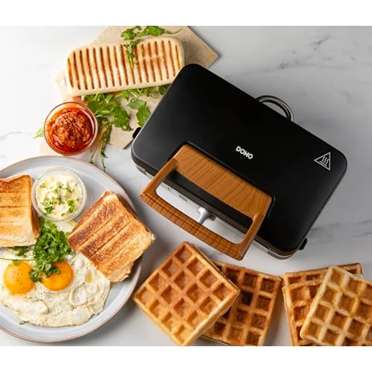 Domo Sandwichmaker DO9278C, 3-in-1 Croque-Waffel-Grill mit PFAS-freien keramischen Platten, inky black – Bild 2
