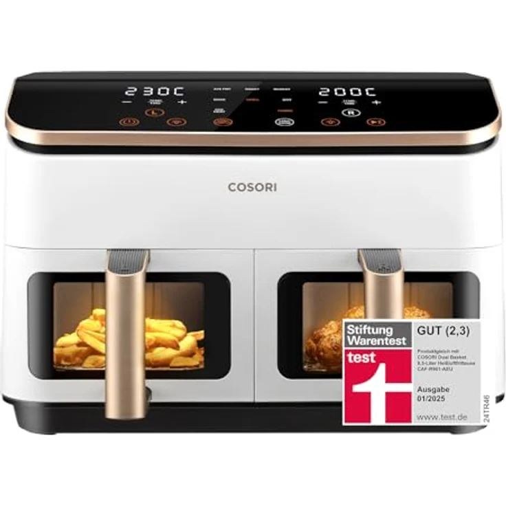 Cosori Airfryer 8,5L Heißluftfritteuse mit Sichtfenster, 2 Kammern und App-gesteuerten Rezepten – Bild 1