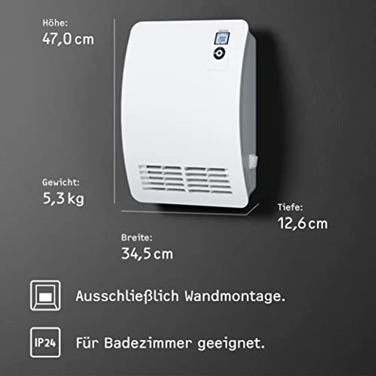STIEBEL ELTRON elektronisch geregelter Schnellheizer CK 20 Premium, 2 kW, Wochentimer, LC-Display, Offene-Fenster-Erkennung, 120-Min. Kurztimer, 237835, Schnellheizer – Bild 4