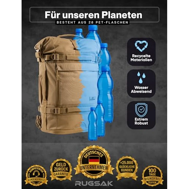 RUGSAK Explorer Reiserucksack Desert Sand – 18-Zoll Laptopfach, Handgepäck, Ergonomisch, Wasserabweisend, Alltag, Reise & Outdoor – Bild 8