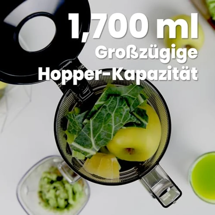 Kuvings Slow Juicer AUTO6, Entsafter für Gemüse und Obst, Elektrische Kaltpresse, 1.7L, Leicht zu Reinigen, Ruhiger Motor, Matt Gunmetal, 200 Watt – Bild 3