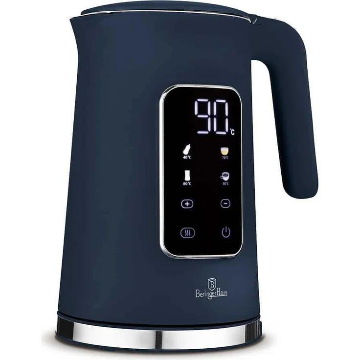 Berlinger Haus Digitaler Wasserkocher BH9767, 1,7L, 2200W, Touch-Steuerung, 4 Temperaturstufen, matte blaue Oberfläche, Warmhaltefunktion