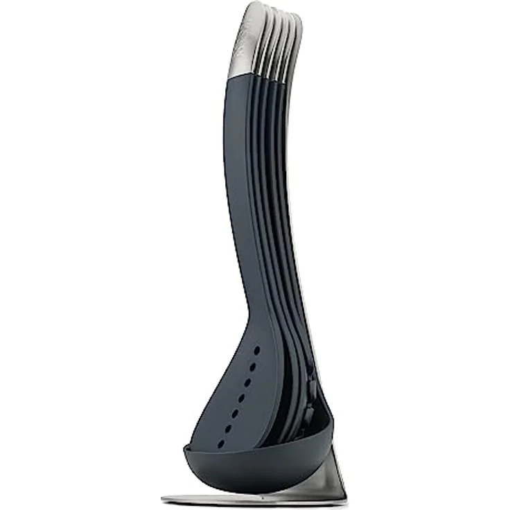 Joseph Joseph Nest 5-teiliges Utensilienset mit magnetischem Ständer, kompakte Küchenorganisation, spülmaschinenfest - Schwarz/Edelstahl – Bild 1