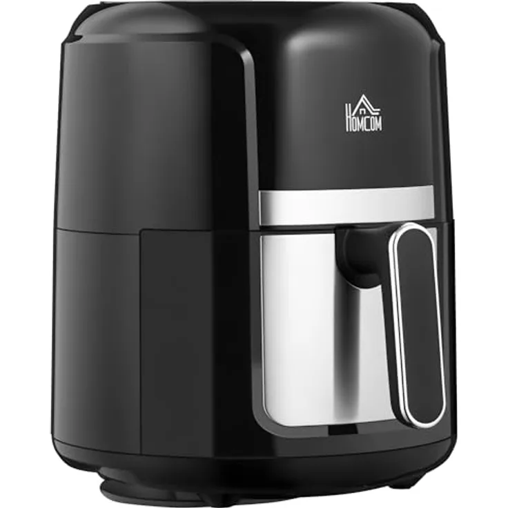 HOMCOM Heißluftfritteuse 4L Airfryer 1300W, 12 Programme, 60 Min Timer, antihaftbeschichteter Korb, Überhitzungsschutz, LED-Touch-Display, Schwarz
