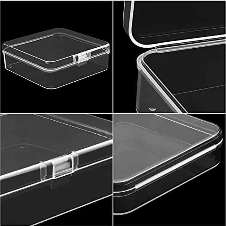 Belle Vous Kleine Aufbewahrungsbox Plastik Transparent mit Deckel zum Klappen (24 Stk) – 8,3 x 8,3 x 2,8 cm Mini Plastik Boxen für Kleine Perlen, Pillen, Schmuck, Schrauben Sortierbox, Bastelzubehör – Bild 5