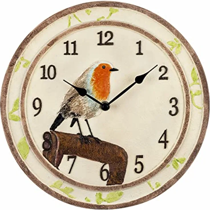 Atlanta Küchenuhr Landhaus Vogel Rotkehlchen Keramik 6111