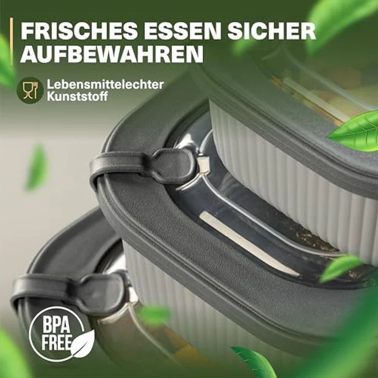 VIWARES Frischhaltedosen 3er Set mit transparentem Ventildeckel, stapelbare Aufbewahrungsbehälter, BPA-frei, mikrowellen- und kühlschrankgeeignet, 3 Größen (600ml/1100ml/1800ml) – Bild 4