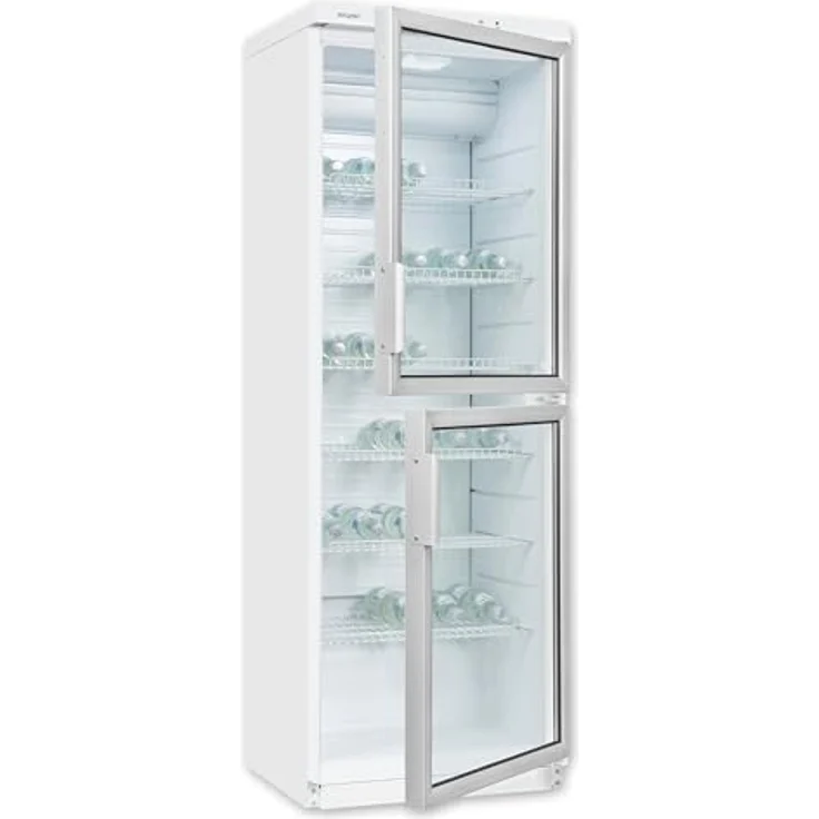 exquisit Getränkekühlschrank GKS350-2-GT-280D weiss, 173 cm hoch, 60 cm breit, 320 L Volumen, mit Glastür und LED-Innenbeleuchtung – Bild 2