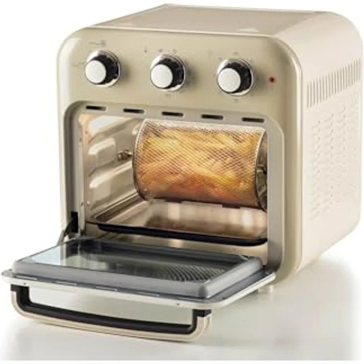 Ariete 4632 Vintage Heißluftfritteuse und Backofen, 1400 W, 2in1, 16 l Fassungsvermögen, inklusive Zubehör, 60-Minuten-Timer, Doppelglas, Beige – Bild 3