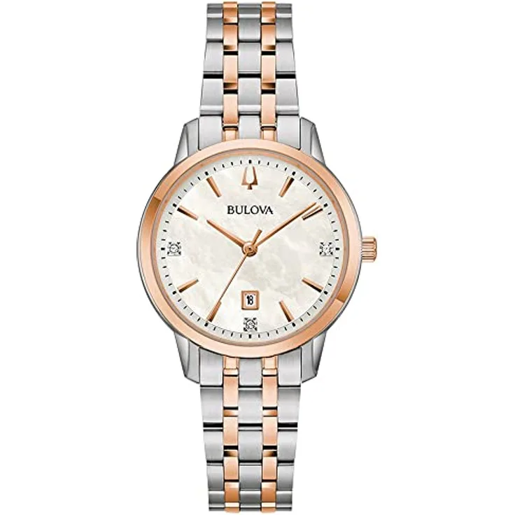 Bulova Damen Analog Quarz Uhr mit Edelstahl Armband 98P213