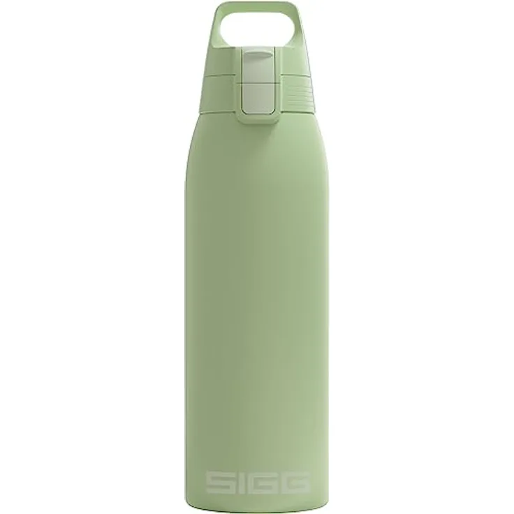 SIGG - Isolierte Trinkflasche - Shield Therm One Eco Green - Für kohlensäurehaltige Getränke geeignet - Auslaufsicher - Spülmaschinenfest - BPA-frei - 90% recycelter Edelstahl - Grün - 1L