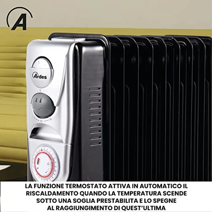 Ardes AR4R09BTTE OILO 9TT Elektro-Öl-Heizkörper mit Turbo-Belüftung, 2500 W, schwarz und silber – Bild 5