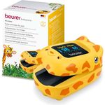Beurer PO 13 Kids, Finger-Pulsoximeter für Kinder, sekundenschnelle Messung, automatische Display-Ausrichtung, mit Gürteltasche, Giraffen-Design