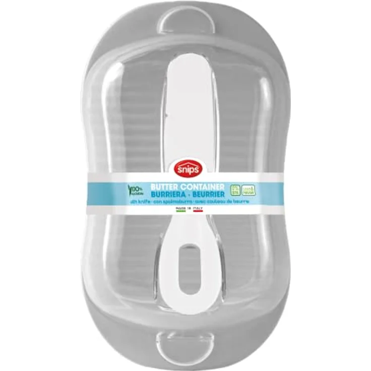 Snips | Butterdose 0,50 L | Platte mit 2 Sicherheitsverschlüssen | Durchsichtige Glocke Spalm Butter | Butterdose Kunststoff | Maße 18 x 10 x 7 cm | Hergestellt in Italien | BPA- und phthalatfrei – Bild 3