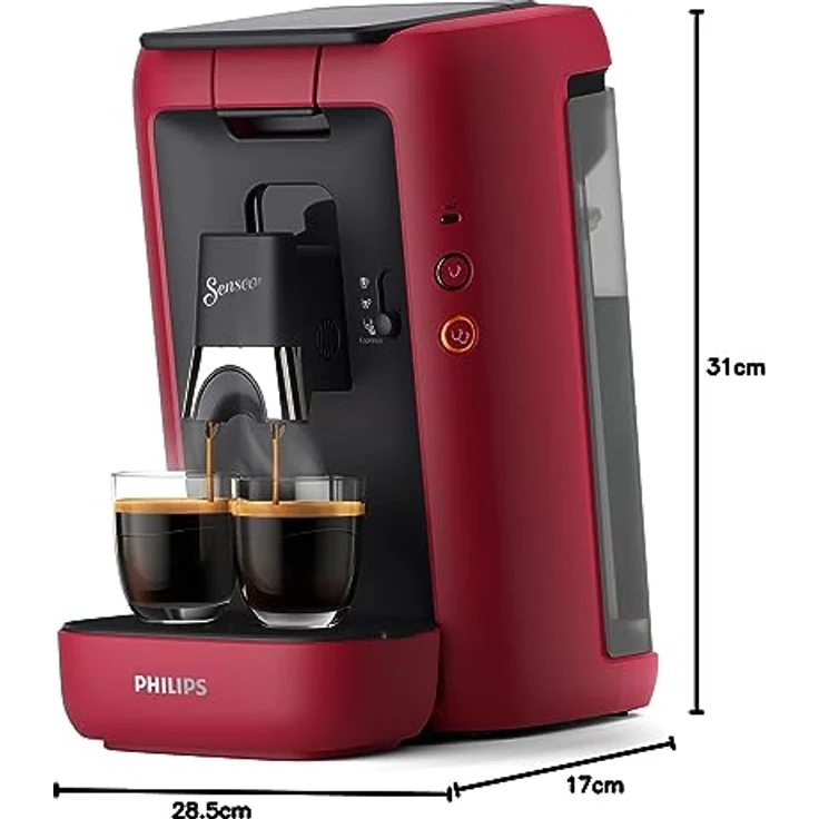 Philips Domestic Appliances Senseo Maestro Kaffeepadmaschine mit Kaffeestärkewahl und Memo-Funktion, 1,2 Liter Wasserbehälter, Grünes Produkt, Farbe: Rot (CSA260/90) – Bild 5