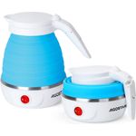 Aigostar Reise-Wasserkocher Mini Faltbarer Wasserkocher Klein, Tragbarer Reisewasserkocher, 1000W, Faltbar, Automatische Erhitzung, Doppelte Schutzfunktion, BPA-freies Silikon, Edelstahl 304