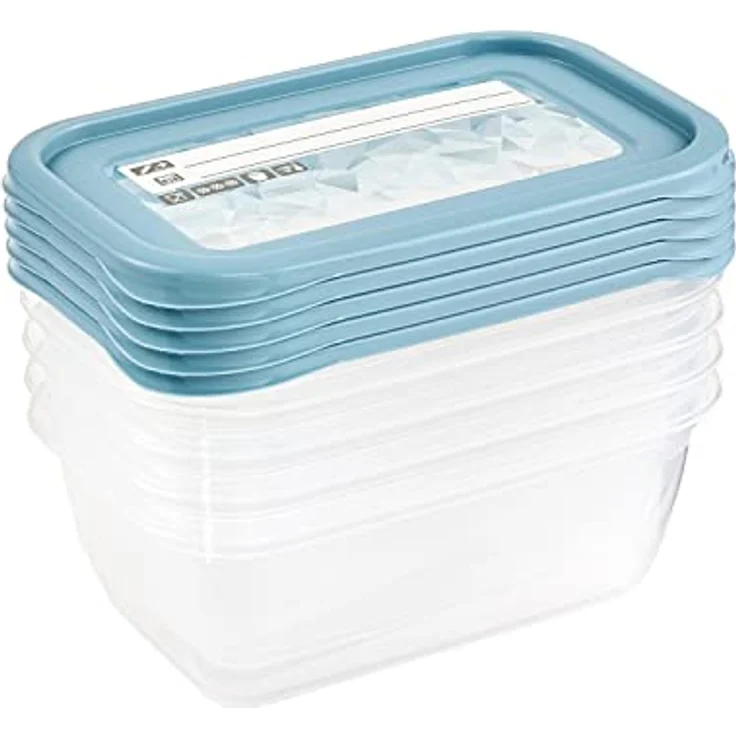 keeeper Tiefkühldosenset 5-teilig, Wiederbeschreibbarer Deckel, 5 x 500 ml, 15,5 x 10,5 x 6 cm, Mia Magic Ice, Nordic Blue – Bild 2