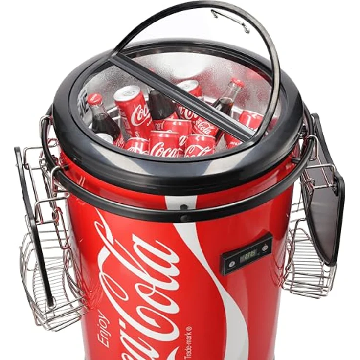 Salco Coca-Cola Partycooler SPC-88CC, Mini Kühlschrank 50L Getränkekühlschrank, im stylischen Coca-Cola Design, transparenter Glasdeckel, digitale Temperaturanzeige – Bild 3