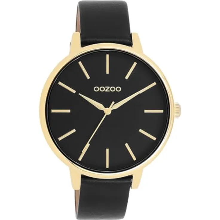 Oozoo Timepieces Analog Damen Uhr | Edle Armbanduhr mit Lederarmband | Japanisches Quarzwerk | Gold Black/Gold