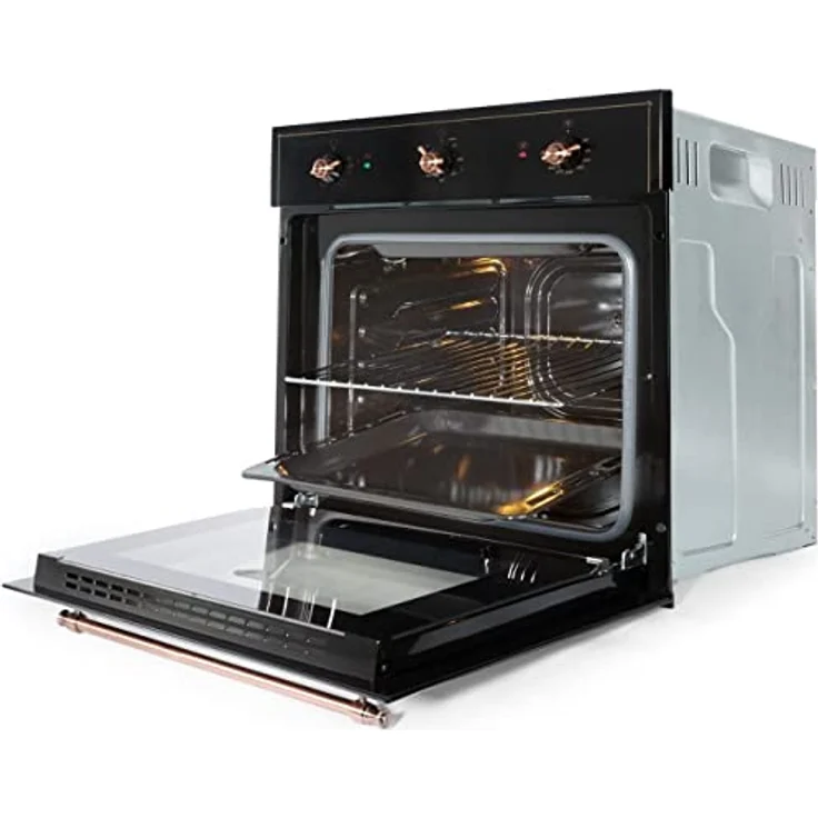 Klarstein Vilhelmine - Einbau-Backofen, Elektrobackofen, 55 Liter Volumen, Vintage-Design, 3 Betriebsfunktionen, Ober- Unterhitze, Garzeit-Timer, Edelstahl, schwarz-kupfer – Bild 3