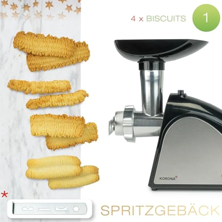 Korona 25200 Edelstahl Fleischwolf für herzhafte und süße Speisen - Inklusive Gebäck-, Kebbe-, und Wurstfülleraufsatz – Bild 4