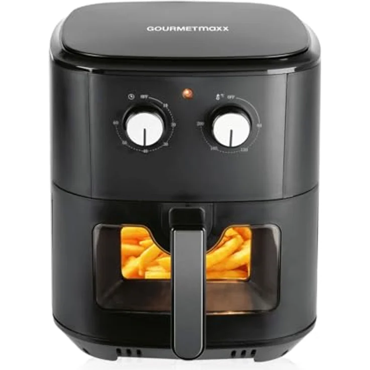 GOURMETmaxx Heißluftfritteuse 6,2 L (1500 W) | AirFryer mit Abschaltautomatik für punktgenaue Ergebnisse | Schonende Zubereitung ohne Öl | Ideal für z.B. Pommes, ChickenWings oder sonstiges [schwarz] – Bild 1