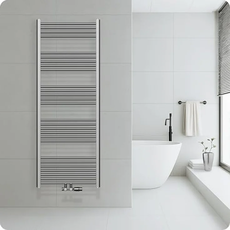 Belrad® Badheizkörper mit Mittelanschluss, Moderner Handtuchheizkörper aus Qualitätsstahl, gunmetal grau, wandmontagefähig & wasserbetrieben, 6 flexible Anschlussmöglichkeiten – Bild 1