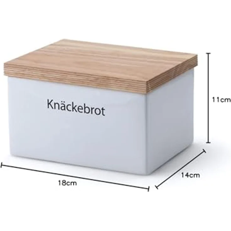 Continenta Knäckebrotdose, Knäckebrotbox, Vorratsdose für Knäckebrot mit Holzdeckel, mit Schrift: Knäckebrot, Größe: 17,5 x 13,5 x 11 cm – Bild 2