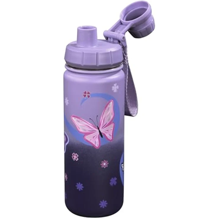 Step by Step Edelstahl Trinkflasche Sweet Butterfly, 0,5 l, lila, nicht spülmaschinengeeignet – Bild 1
