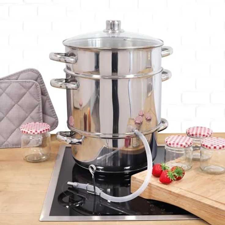 mucHome Dampfentsafter 6L, Edelstahl, für alle Herdarten inkl. Induktion, spülmaschinengeeignet, ideal für Beeren, Obst und Gemüse, Ø 22cm – Bild 4