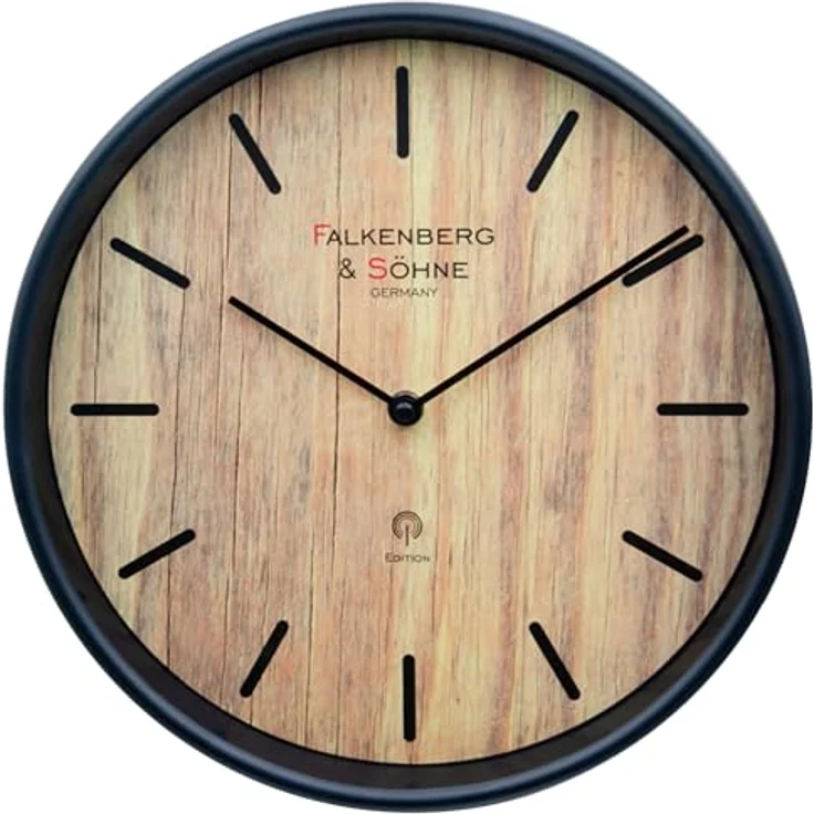 Falkenberg & Söhne Funkwanduhr 30 cm mit Holzoptik Zifferblatt, Schwarz – Bild 2