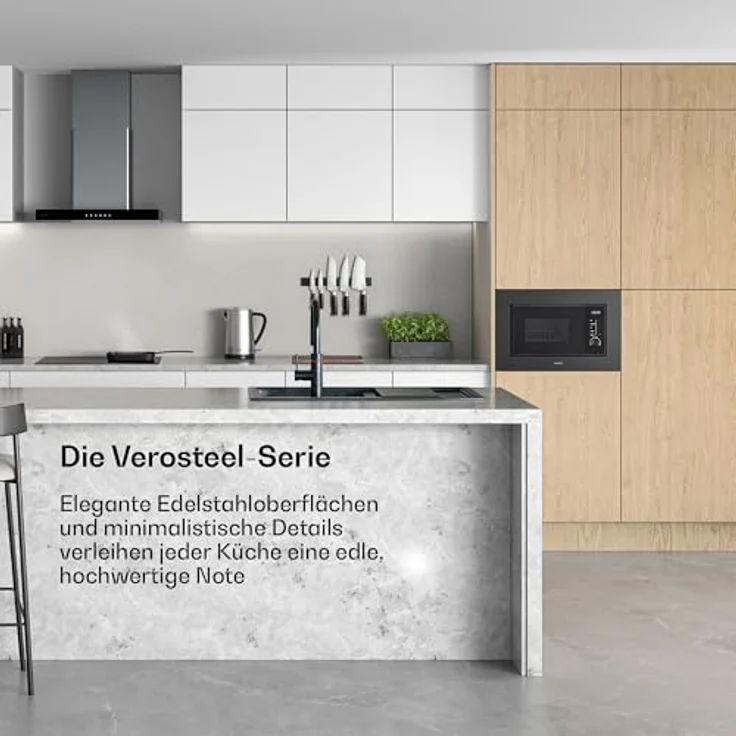 Klarstein Verosteel Einbau-Mikrowelle, 20 l, 700 W Mikrowelle, 800 W Grill, LED Touch, Schwarz – Bild 2