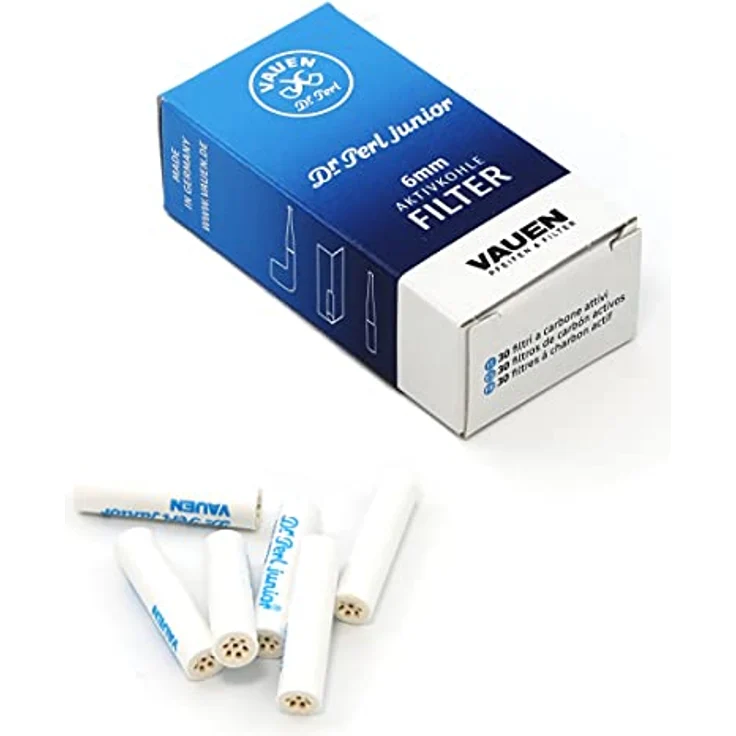 VAUEN Dr. Perl 6mm Filter Aktivkohle 1 x 30 Filter + Gratis Streichhölzer – Bild 1