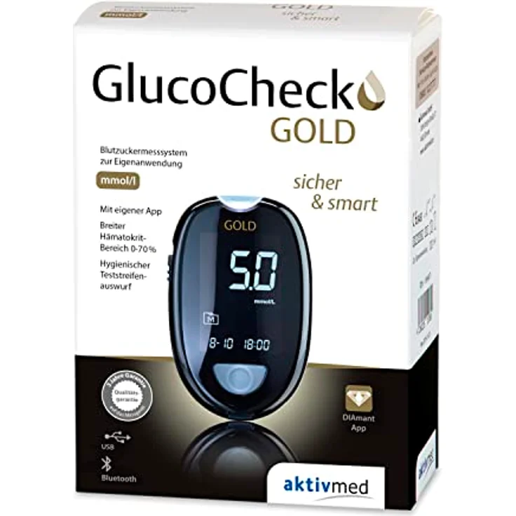 GlucoCheck Gold Blutzuckermessgerät (mmol/l)… - Preisvergleich – Bild 2