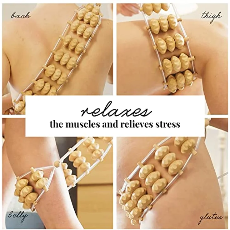 Tuuli Accessories Massage Massagegerät Rücken Massageroller Rückenmassagegerät mit Grif Roller aus Holz 120 cm (Rollfläche 40 x 7 cm) – Bild 4