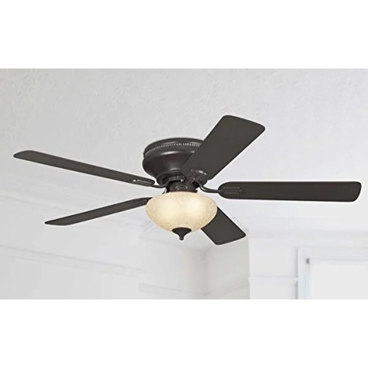 Westinghouse Lighting 132 cm Deckenventilator Everett 72154 mit Einzelleuchte und fünf Flügeln, Ausführung in Espresso mit Lampenschirm aus Scavoglas – Bild 5