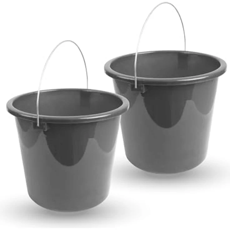 ProHome Putzeimer Kunststoff-Eimer 5 Liter, stapelbar, BPA-frei, mit Metallbügel, in Blau und Anthrazit, Made in EU – Bild 1