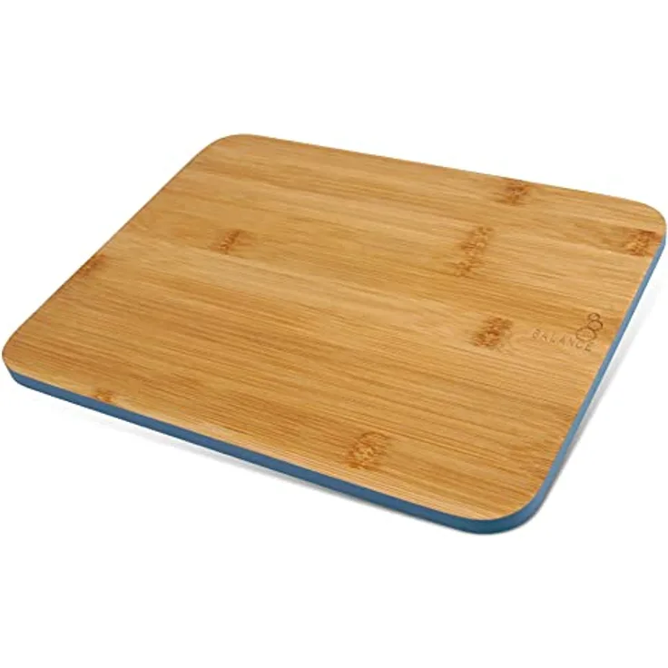 Fackelmann Balance Schneidebrett Holz Bambus – Robustes Holzbrett für die Küche für Fleisch, Fisch und Gemüse – Modernes Schneidbrett mit farbigem Rand – 30 x 23 x 0,5 cm
