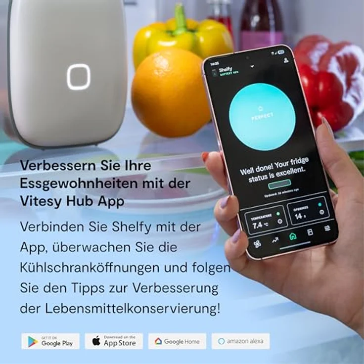 Vitesy Shelfy 2, Smarter Kühlschrankreiniger mit Photokatalyse, WLAN-Anbindung und abwaschbarem Filter – Bild 4