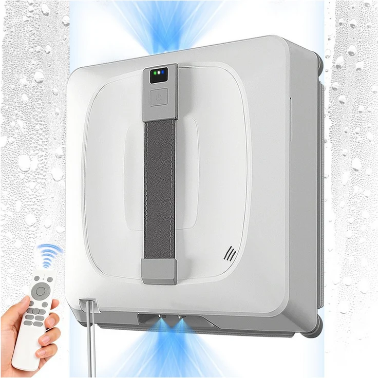 Grenintol Fensterputzroboter 8000PA, Automatischer Fenstersauger mit Water Tank, 4 Sprühdüsen, Lasersensoren und intelligentem Gedächtnis, weiß/grau