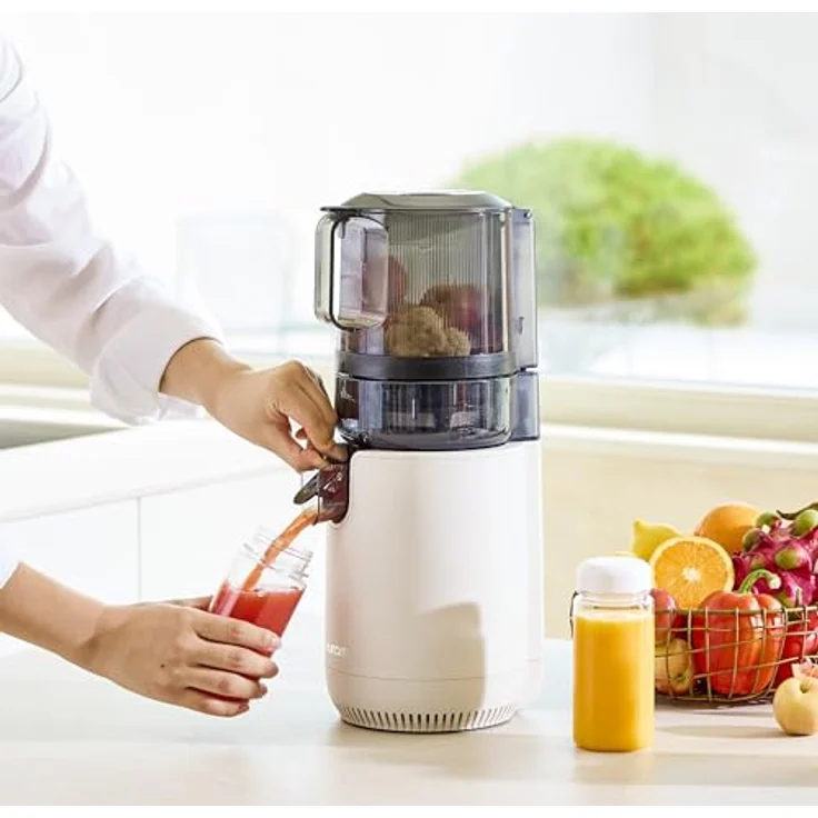 Hurom E50ST, Slow Juicer mit automatischer Zutatenzufuhr, schonender Entsaftungstechnologie, Farbe: Weiß – Bild 7