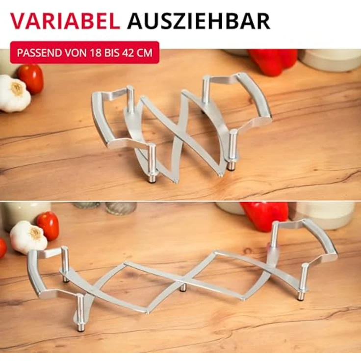 Westmark Ausziehbarer Topf-Untersetzer, 18 - 42 cm, Rostfreier Edelstahl, Flexi, Silber, 16412260 – Bild 4