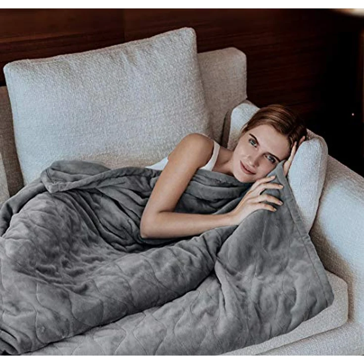 MT MALATEC Heizdecke Elektrische Kuschelheizdecke 180X130cm mit 6 Leistungsstufen Abschaltautomatik und Überhitzungsschutz Waschbar Grau – Bild 4