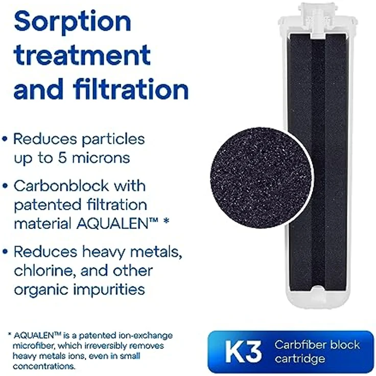 Aquaphor AQUAPHOR Crystal TRIO Aktivkohle Wasserfilter mit 1 Wege Wasserhahn - Mikrofiltration bis 0,8 Mikrometer, Kohleblock mit Keimsperre – Bild 8