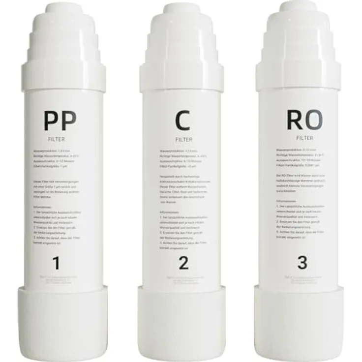 BMUT Wasserfilter Patrone Membran für Umkehrosmoseanlage (RO) – Ersatzfilter Set (C-Filter, PP-Filter, RO-Membran) für reines Trinkwasser, hohe Kapazität und einfache Handhabung
