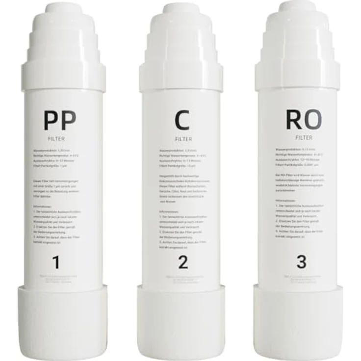 BMUT Wasserfilter Patrone Membran für Umkehrosmoseanlage (RO) – Ersatzfilter Set (C-Filter, PP-Filter, RO-Membran) für reines Trinkwasser, hohe Kapazität und einfache Handhabung