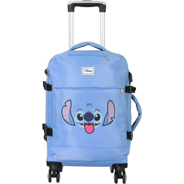 Disney Lilo und Stitch Face-Kabinenkoffer, 4-Rad, Handgepäckgröße mit USB-Anschluss, Blau, 20 x 40 x 55 cm – Bild 2