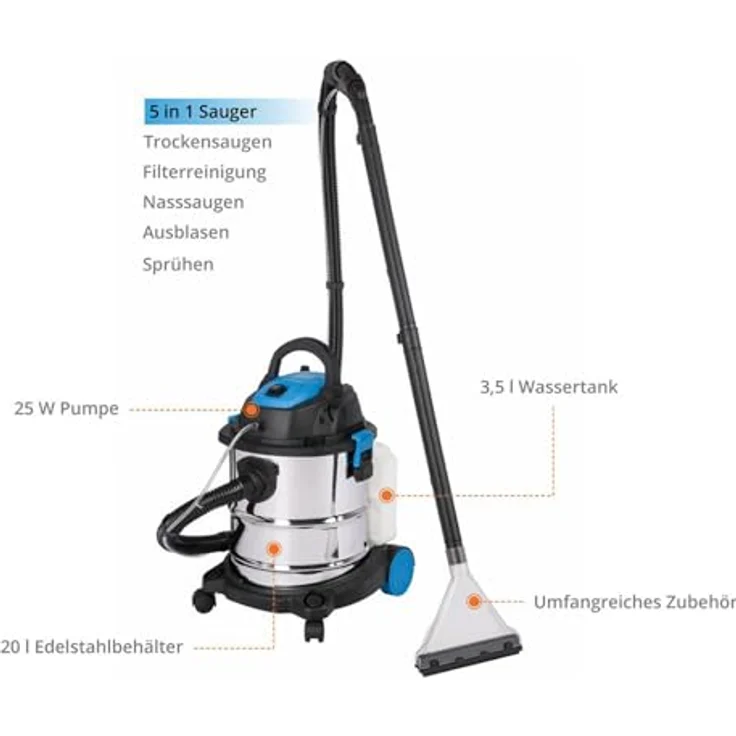 Güde Waschsauger GWS 1600-20: Leistungsstarker 5-in-1 Reiniger für Teppiche, Polster und Hartböden: Tests, Infos & Preisvergleich