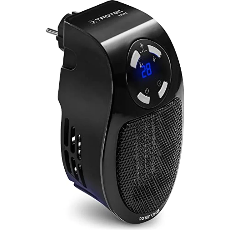 TROTEC TFC 2 E, Steckdosen Heizlüfter mit 500 W Heizleistung für Räume bis 10 m², mini Keramik Heizung, schwarz – Bild 1